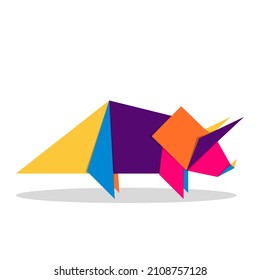 Dinosaur origami. Abstract colorful vibrant dinosaur logo design. Animal origami. Vector illustration