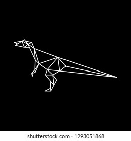 Dinosaur origami lines. Origami dinosaur on a black background - Vector EPS10