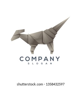dinosaur origami style logo vector