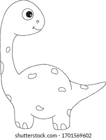 Dinosaur outline for coloring book page.For children and adults. Dino cute vector illustration in cartoon style isolated on white background. Outline stock illustration.Textile kids print and more