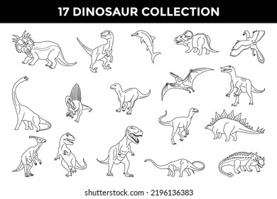 colección de ilustraciones de esquema de dinosaurio