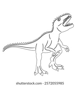 dinosaur outline roaring on white background sketch