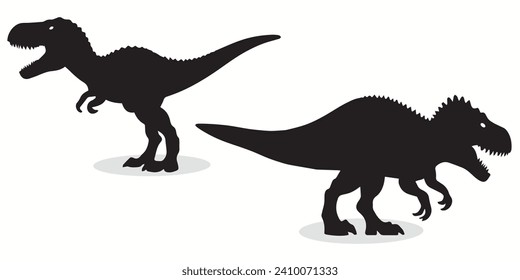 Dinosaur outline and symbols. Dark level variety basic exquisite white foundation Dinosaur animal vector and silhouette icon.
