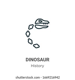 Dinosaur outline vector icon. Thin line black dinosaur icon, flat vector simple element illustration from editable history concept isolated stroke on white background
