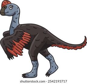 Dinosaur Oviraptor Cartoon Colored Clipart 