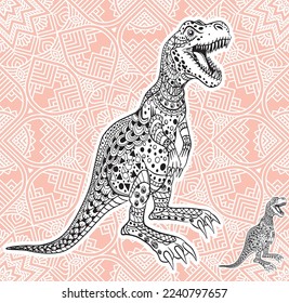 dinosaurio a pintura y mandala de color