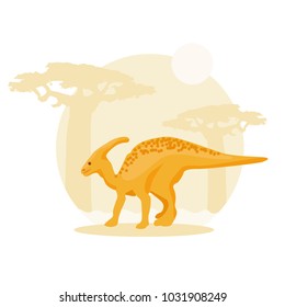 Dinosaur Parasaulophus cartoon vector illustration colorful background for kids