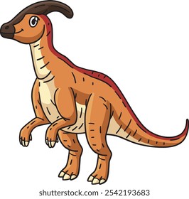 Dinosaurio Parasaurolophus Clipart de color de dibujos animados