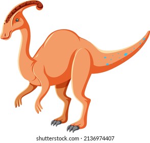 A dinosaur parasaurolophus on white background illustration