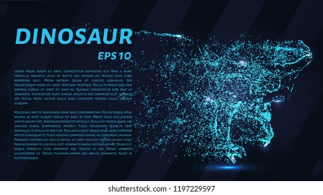 Dinosaur of particles. A predatory dinosaur on the hunt for the victim