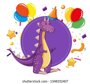 Dinosaur at a party illustration