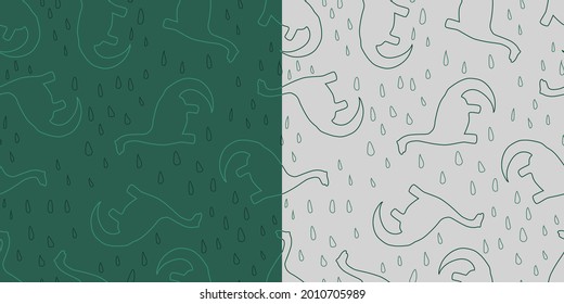 Dinosaur pattern. Cute outlined spotted dino seamless pattern. Repeat endless background with prehistoric anymals. Cartoon vector illustration