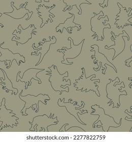 Dinosaur pattern in linear style for print and decoration. Vector illustration.