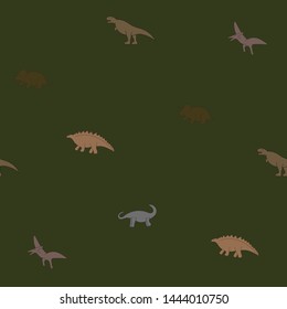 Dinosaur pattern on a dark green background