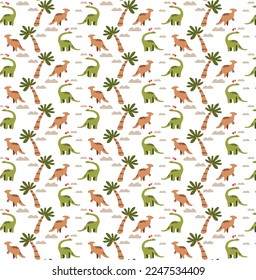 dinosaur pattern with trees and leaves