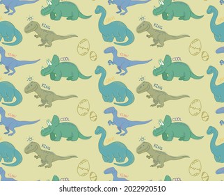 Dinosaur patterns T Rex, Raptor, Diplodocus, Triceratops animal colorfull