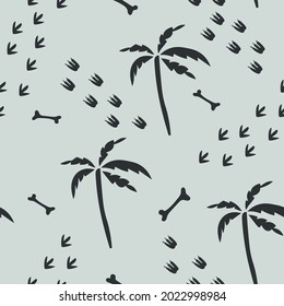 Dinosaur paw, bones and doodle elements  in Scandinavian style seamless pattern. Childish design for baby clothes, bedding, textiles, print, wallpaper.