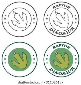 Dinosaur Paw Circle Logo Design With Text. Vector Collection Set. 