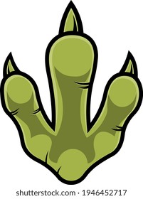 Dinosaur Paw With Claws Print Logo Design. Vector Illustration Isolated On White Background