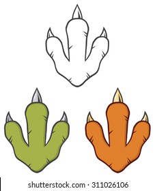 Dinosaur Paw With Claws. Vector Collection Set