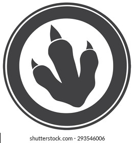 Dinosaur Paw Print Circle Label Design. Vector Illustration