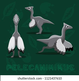 Dinosaur Pelecanimimus Cartoon Vector Illustration