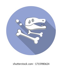 dinosaur petrifaction cartoon long shadow icon. Simple color vector of Prehistoric icons for ui and ux, website or mobile application