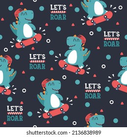 Dinosaur play skateboard cartoon pattern designs