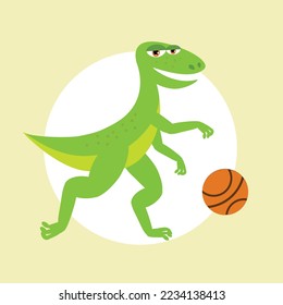 Dinosaur playing basketball. Mascot for the spot team.