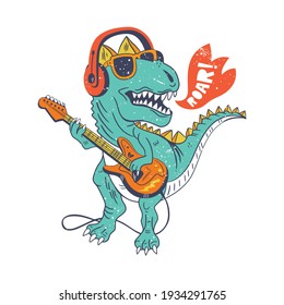 С novela de dibujos de guitarra tostado. Ideal para la impresión de camisetas, postales, póster de guardería. Diseño gráfico para niños