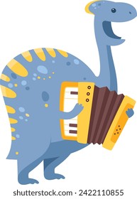 Dinosaur Playing On Accordion Vector Illustration