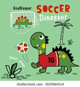 dinosaur playing soccer funny animal cartoon