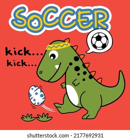 dinosaur playing soccer funny animal cartoon