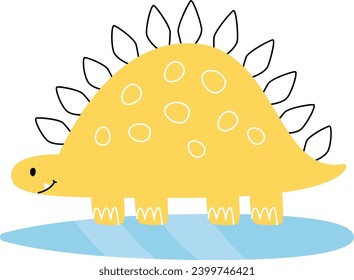 Dinosaur Playing In Water Puddle Vector Illustration