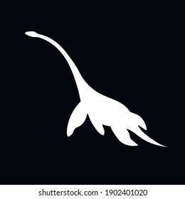 Dinosaur plesiosaurus silhouette, vector illustration