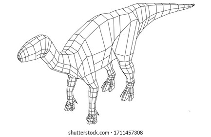 Dinosaur polygonal lines illustration. Abstract vector dinosaur on the white background