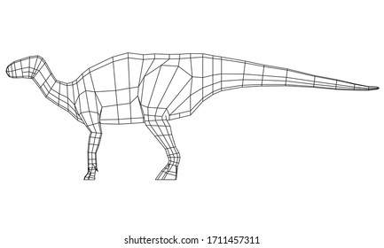 Dinosaur polygonal lines illustration. Abstract vector dinosaur on the white background