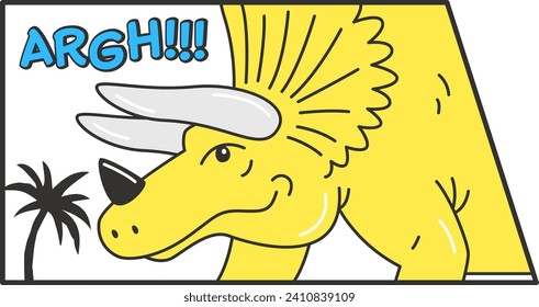 Dinosaur Pop Comic Sticker Vector Illustration