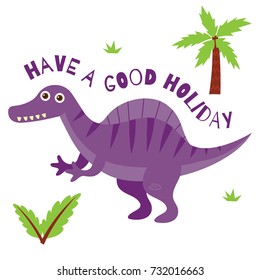 Dinosaur poster for children. Funny and cute dino theme t-shirt design series.