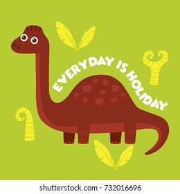 Dinosaur poster for children. Funny and cute dino theme t-shirt design series.