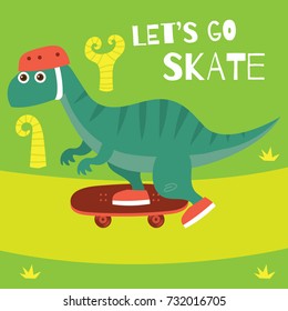 Dinosaur poster for children. Funny and cute dino theme t-shirt design series.