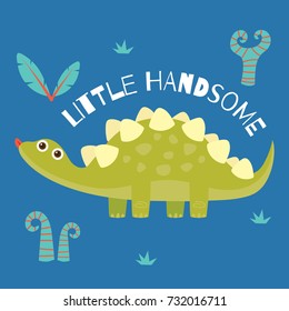 Dinosaur poster for children. Funny and cute dino theme t-shirt design series.