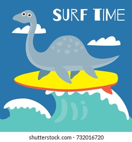 Dinosaur poster for children. Funny and cute dino theme t-shirt design series.