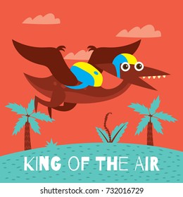 Dinosaur poster for children. Funny and cute dino theme t-shirt design series.