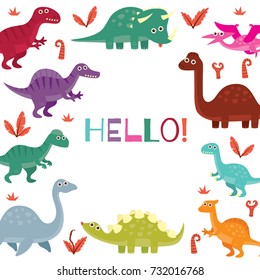 Dinosaur poster for children. Funny and cute dino theme t-shirt design series.