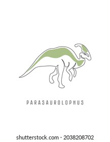 Dinosaur posters. Parasaurolophus. Vector illustration. Art line. Abstract illustration on a white background.