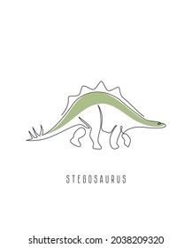 Dinosaur posters. Stegosaurus. Vector illustration. Art line. Abstract illustration on a white background.