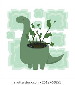 Dinosaur Pot with Plant Dinosaur Pot