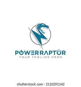 Dinosaur power symbol design with lightning bolt in a clean modern style