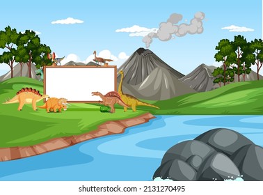 Dinosaur in prehistoric forest scene  illustration